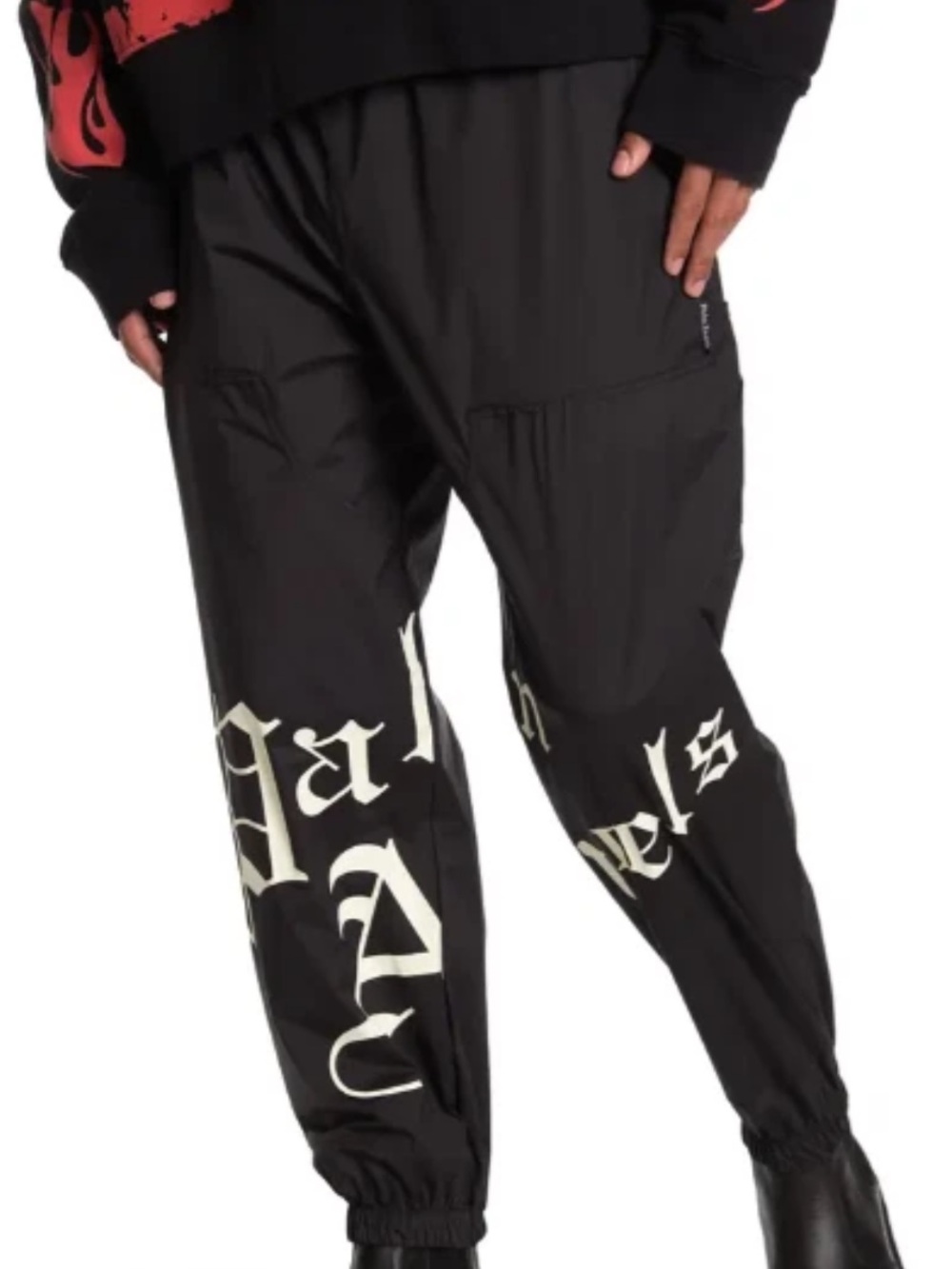 Palm Angels Black Sweatpants with White Gothic Logo